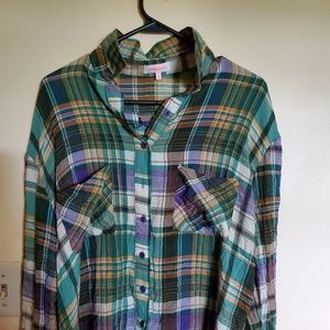 "Nameless" retro button down long sleeve blouse